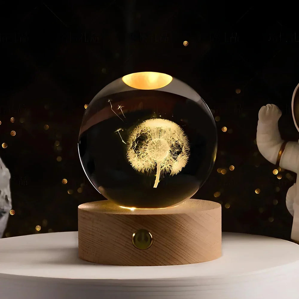 Crystal Ball Lamp 3D Laser Engraved
