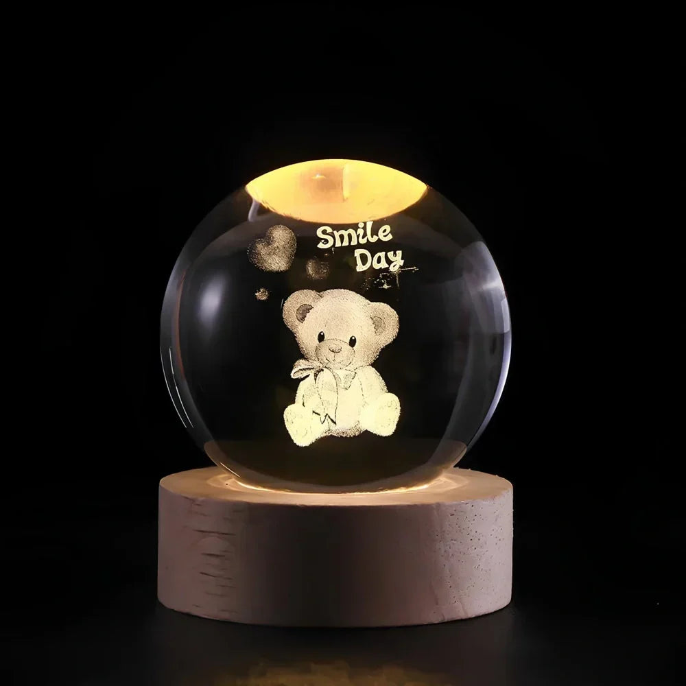 Crystal Ball Lamp 3D Laser Engraved
