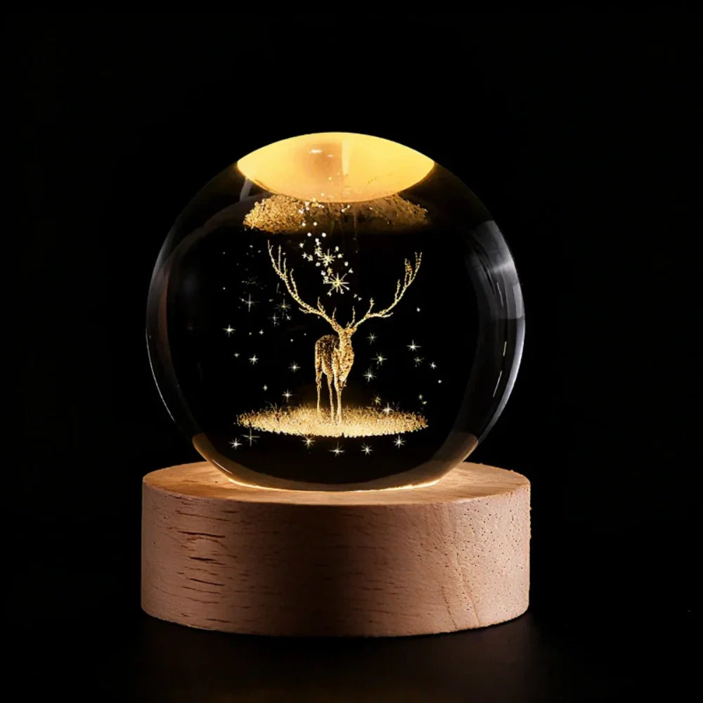 Crystal Ball Lamp 3D Laser Engraved