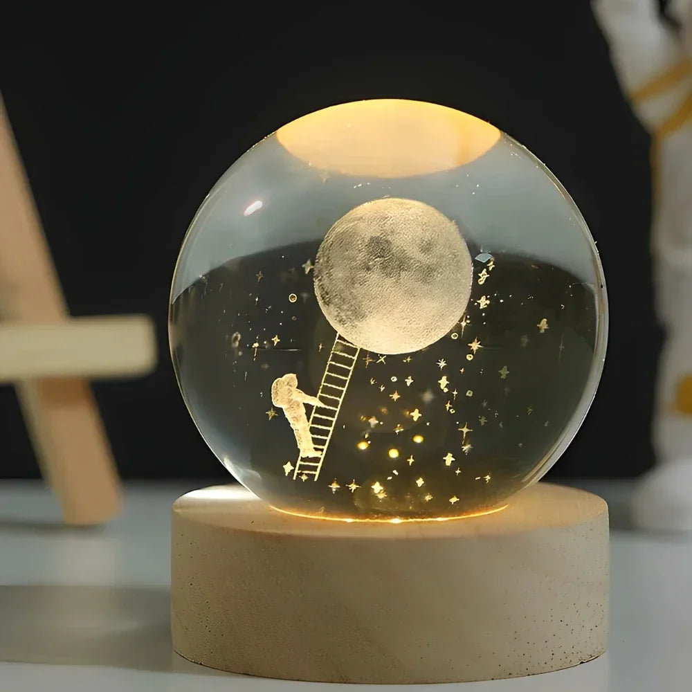 Crystal Ball Lamp 3D Laser Engraved