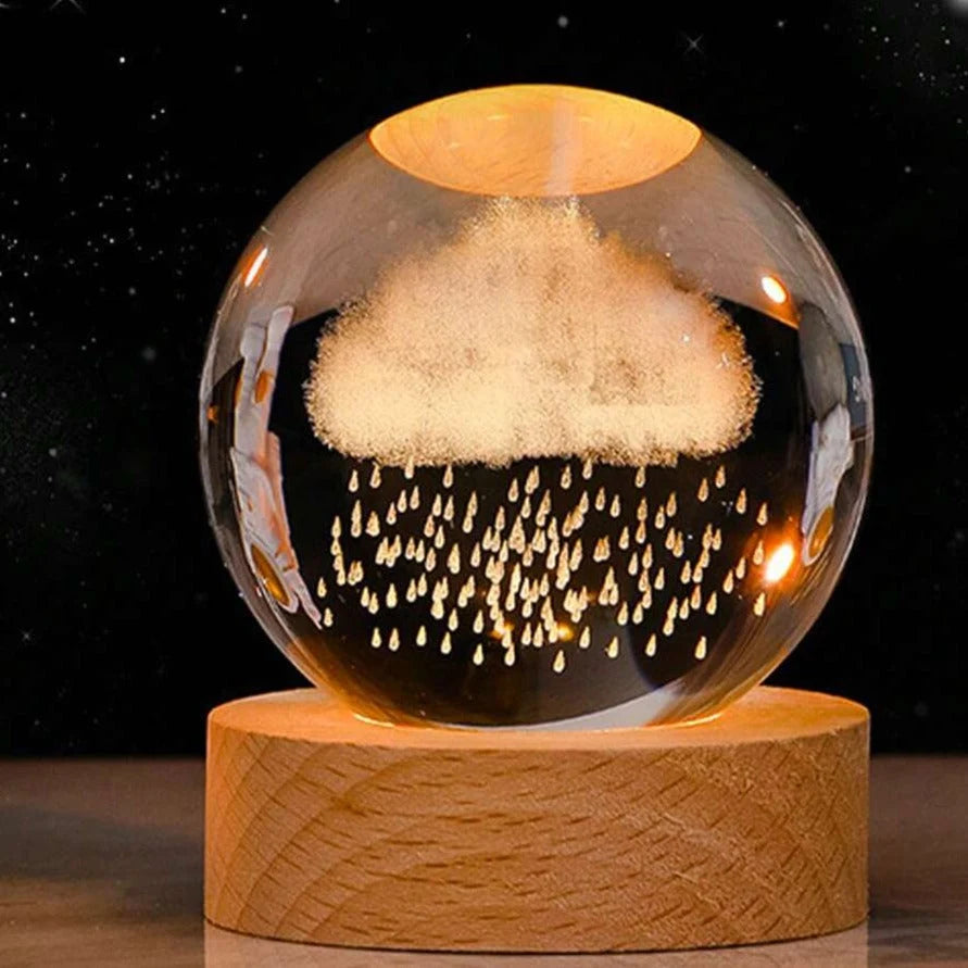 Crystal Ball Night Light 3D Engraved Warm White LED
