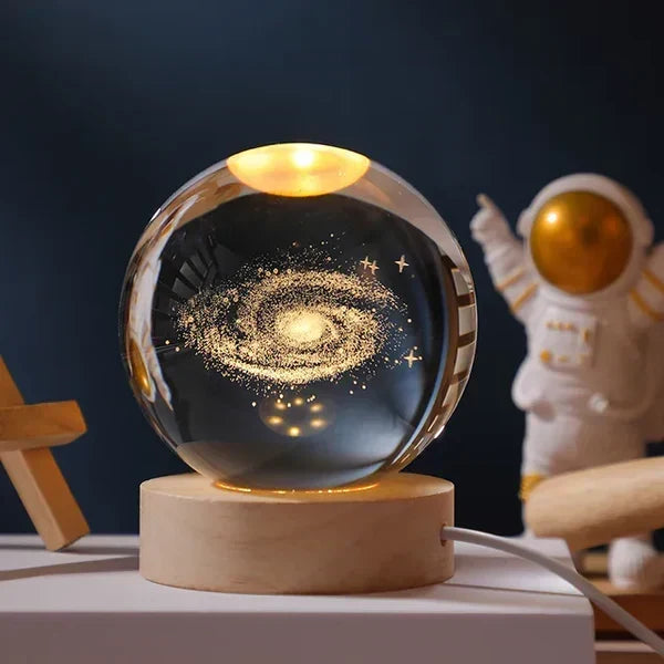 Crystal Ball Night Light 3D Engraved Warm White LED