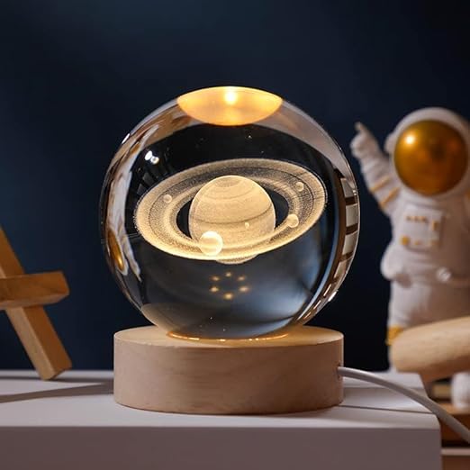 Crystal Ball Night Light 3D Engraved Warm White LED