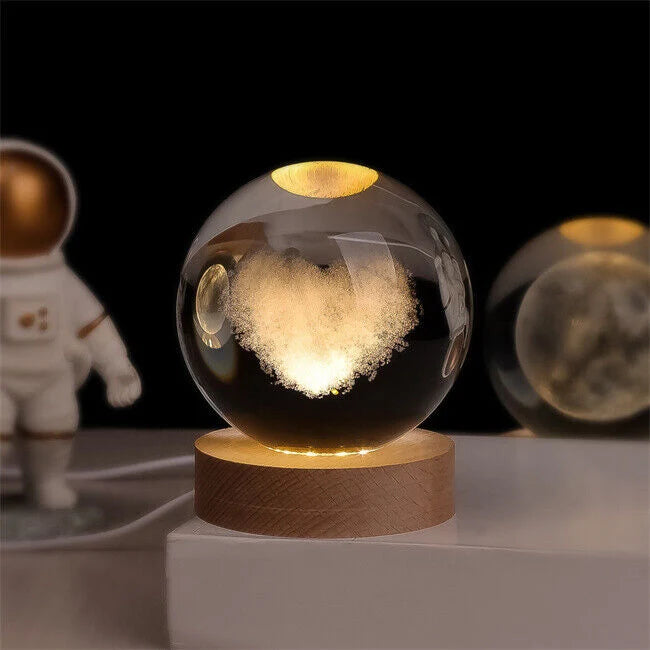 Crystal Ball Night Light 3D Engraved Warm White LED