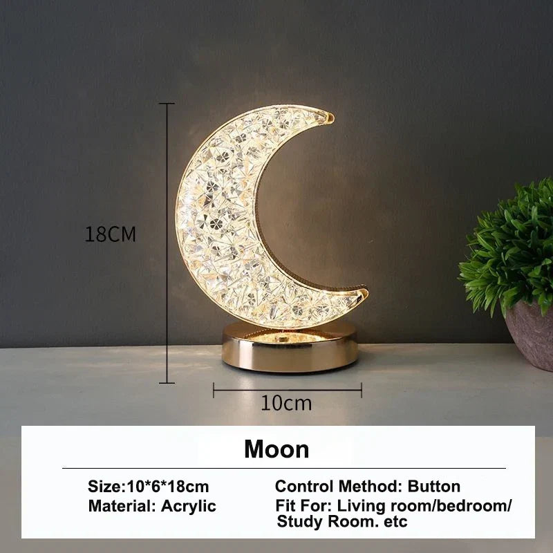 Crystal Night Light 3D Etched Rechargeable Touch Dimmer