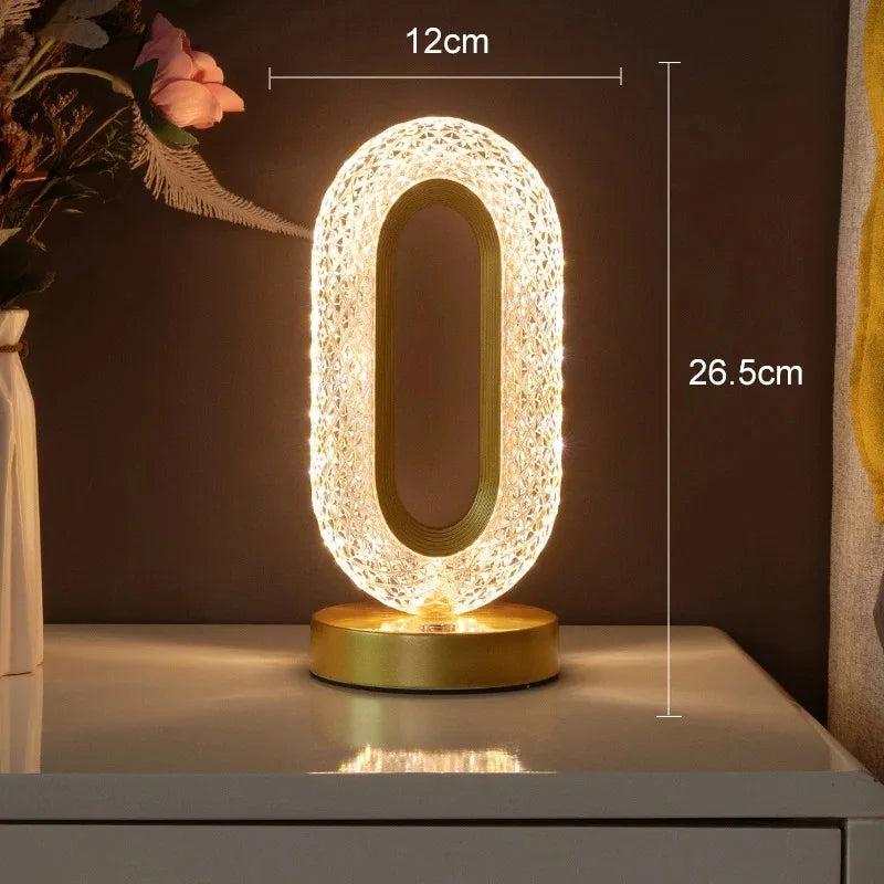 Crystal Night Light 3D Etched Rechargeable Touch Dimmer