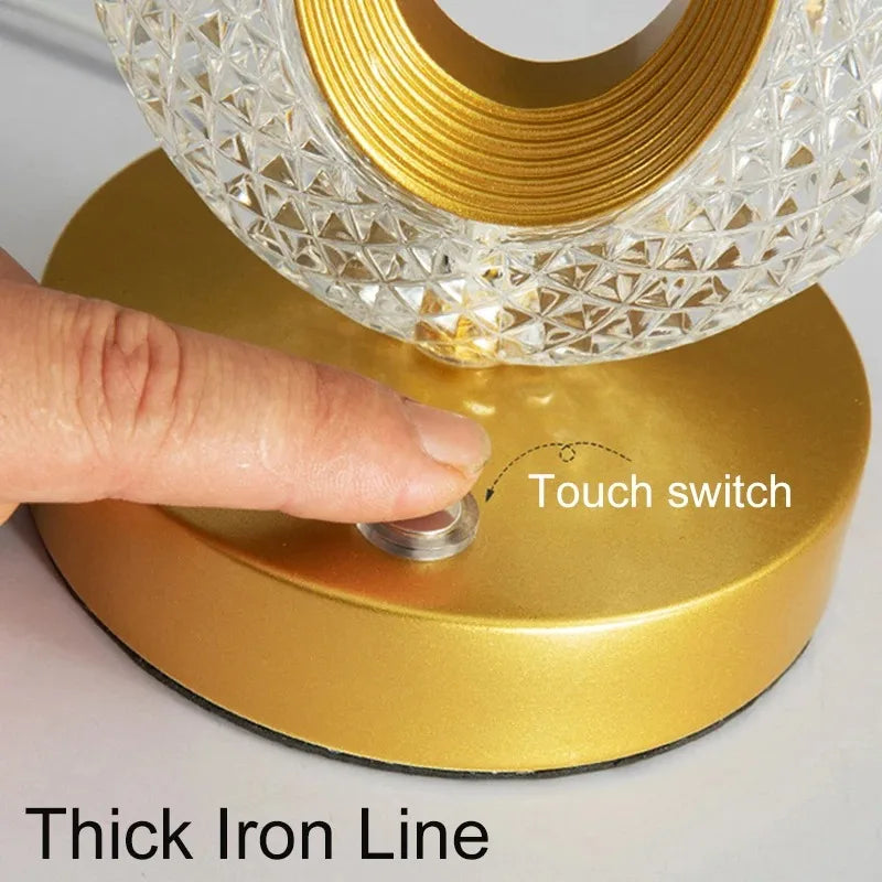 Crystal Night Light 3D Etched Rechargeable Touch Dimmer