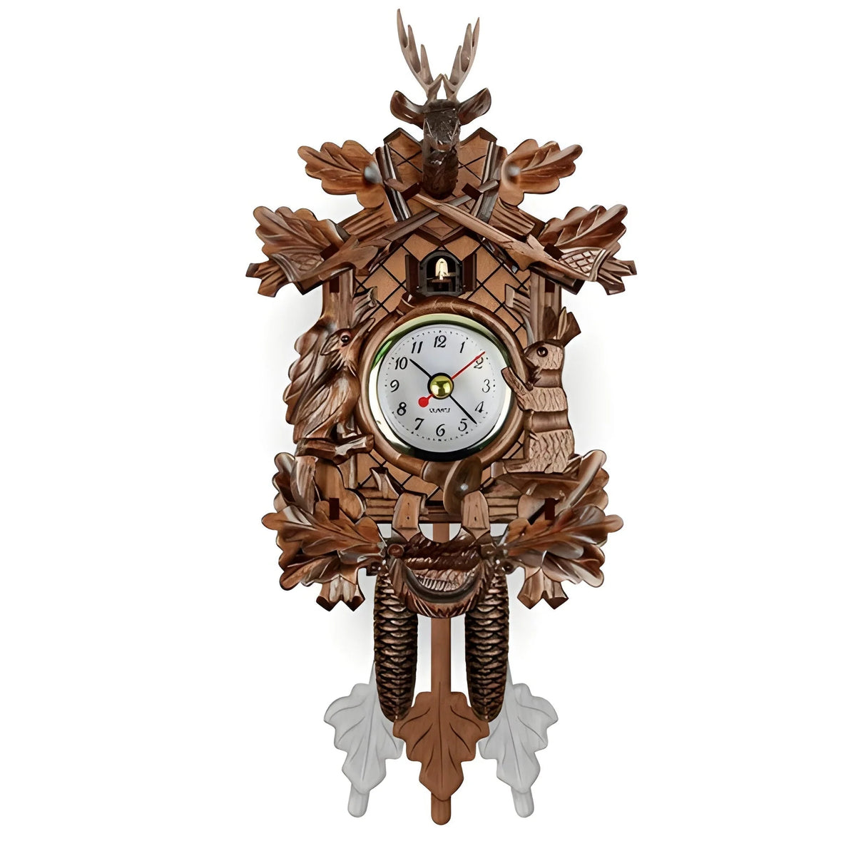 Cuckoo Clock Hand-Carved Battery-Operated Swinging Pendulum