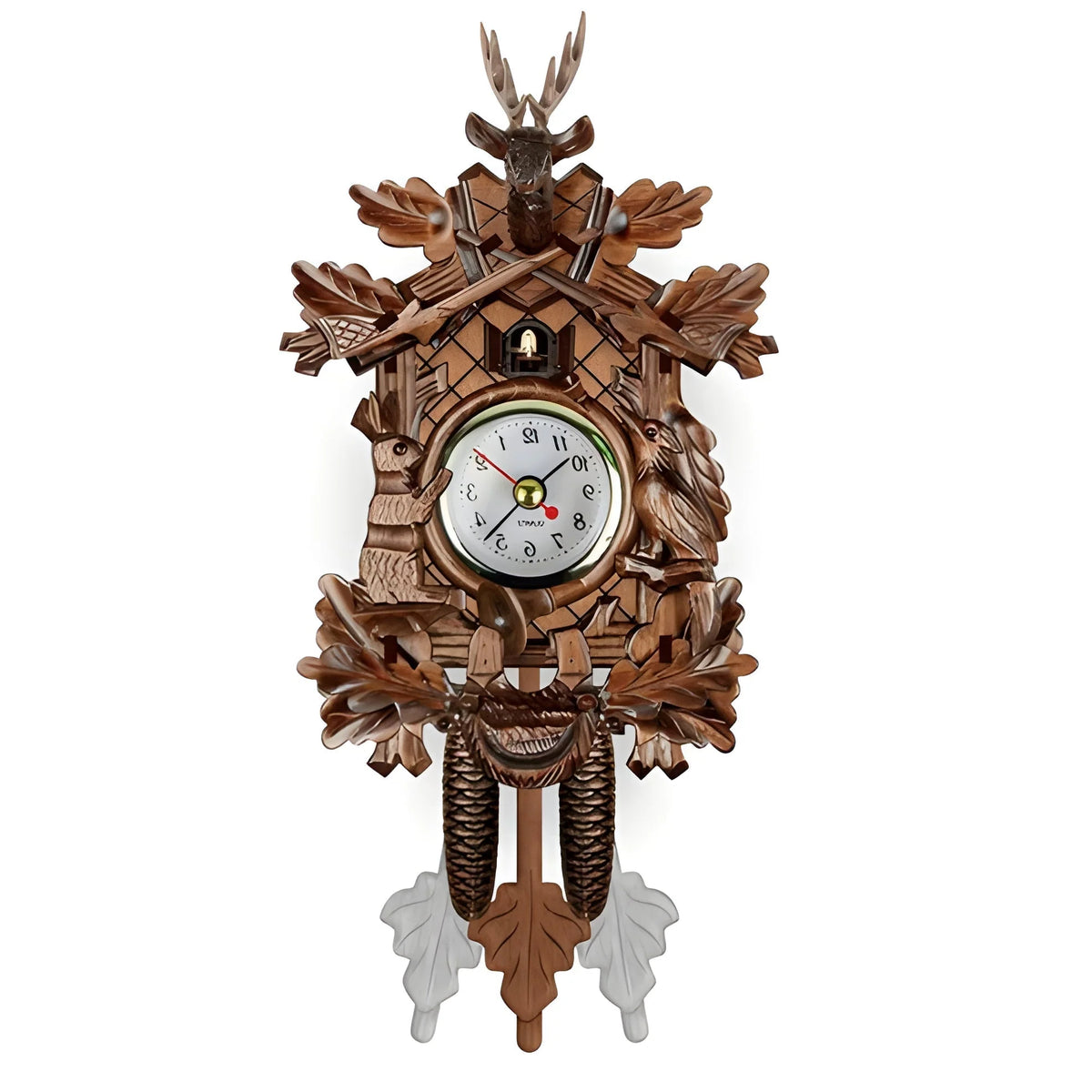 Cuckoo Clock Hand-Carved Battery-Operated Swinging Pendulum