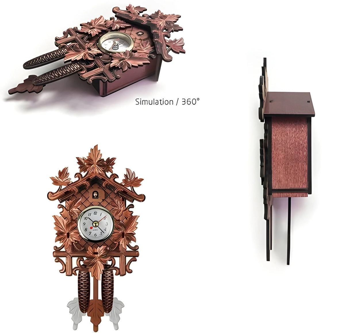 Cuckoo Clock Hand-Carved Battery-Operated Swinging Pendulum