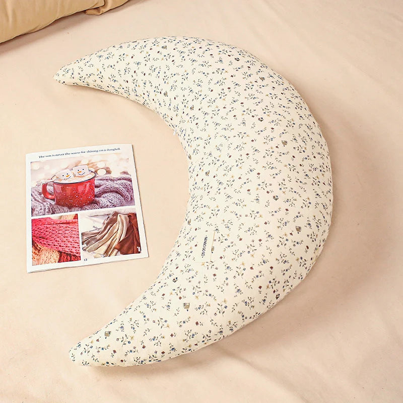 Cuddle Pillow Moon-Shaped Floral Print 29.5-Inch