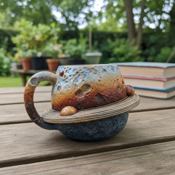Cup Saturn-Inspired Sculptural Design for Display