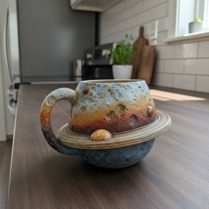 Cup Saturn-Inspired Sculptural Design for Display