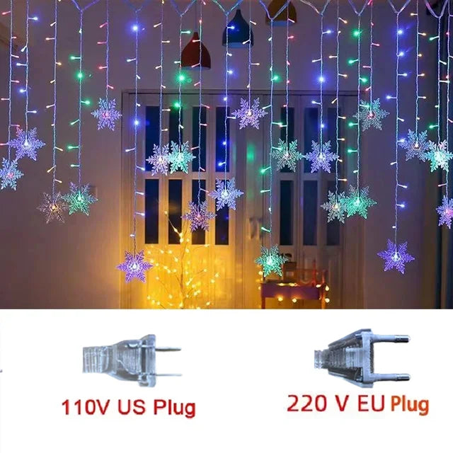 Curtain Lights Snowflake 8 Modes IP44 Splashproof