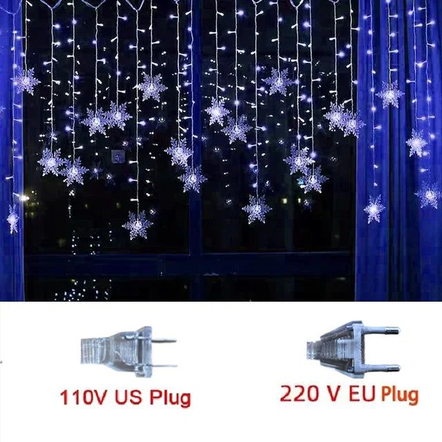 Curtain Lights Snowflake 8 Modes IP44 Splashproof