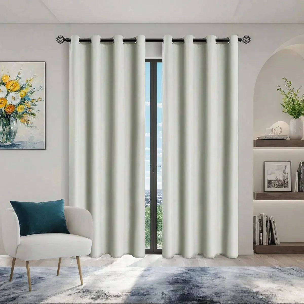 Curtain Panel Blackout Fabric Grommet Top Privacy-Enhancing