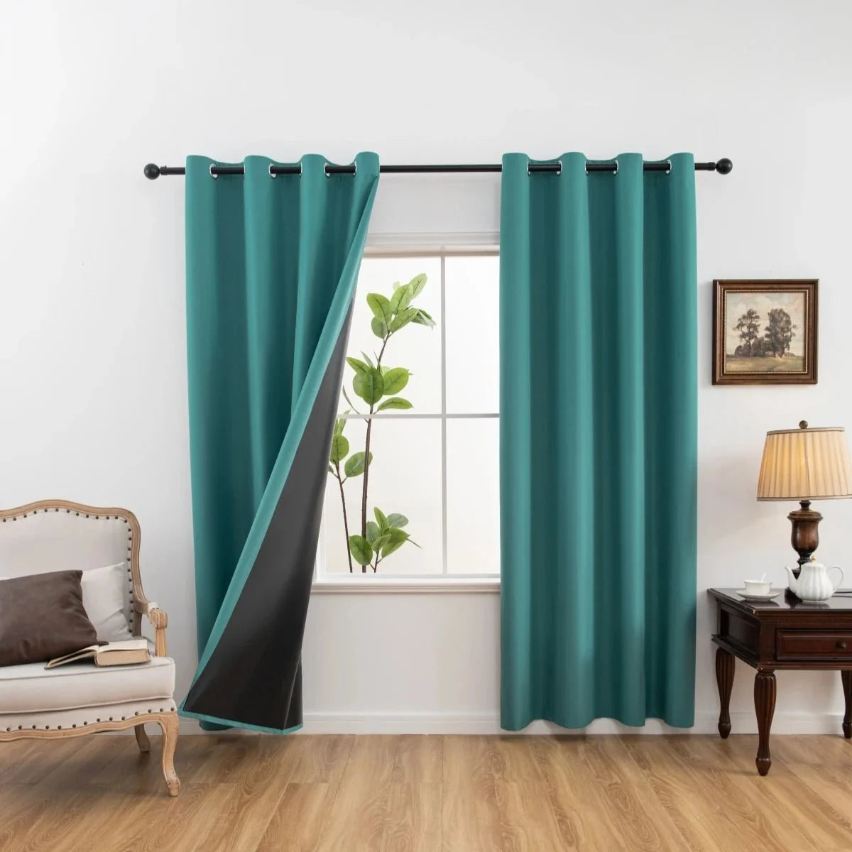 Curtain Panel Blackout Fabric Grommet Top Privacy-Enhancing