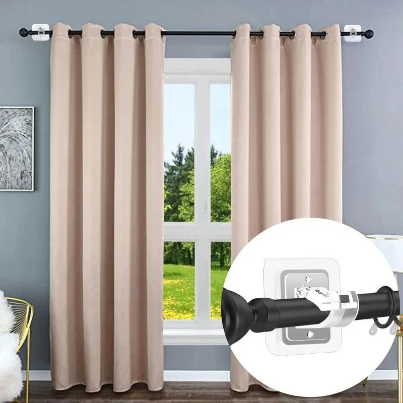 Curtain Rod Brackets Adjustable Adhesive No-Drill Mounting