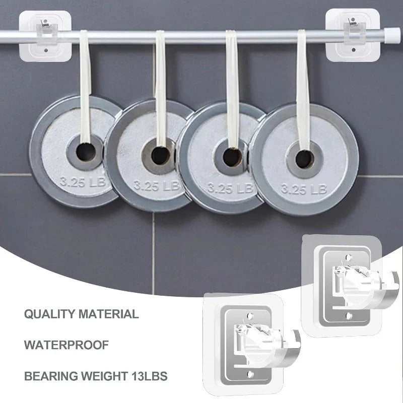 Curtain Rod Brackets Adjustable Adhesive No-Drill Mounting