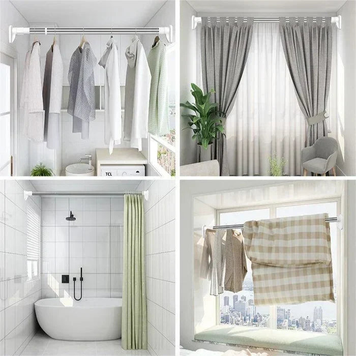Curtain Tension Rod Adjustable Stainless Steel No-Drill Installation