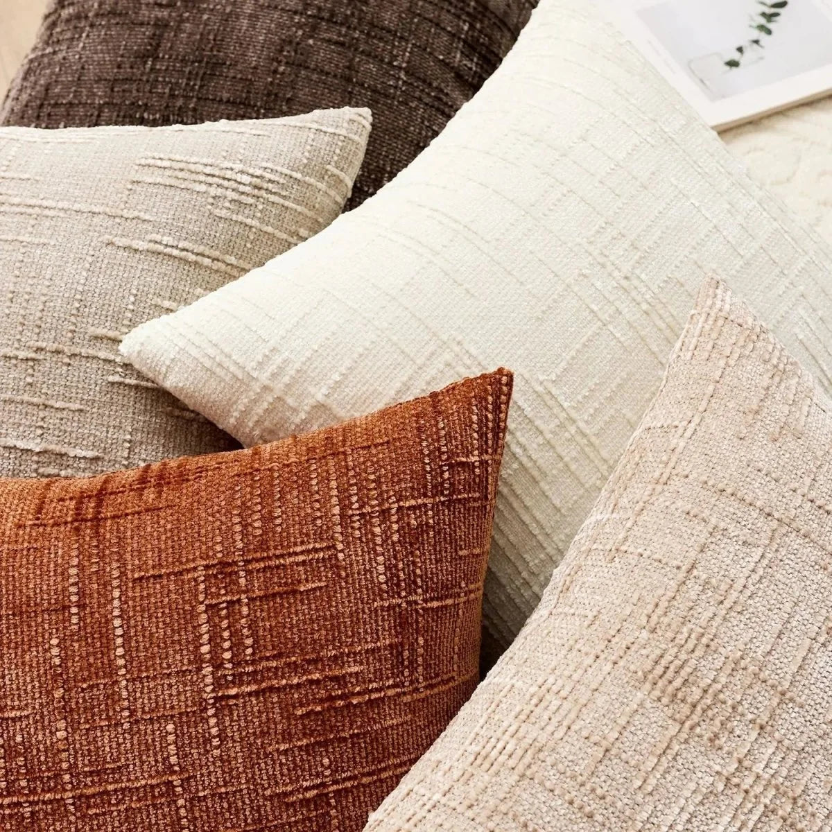 Cushion Cover Soft Chenille Bamboo-Inspired Texture