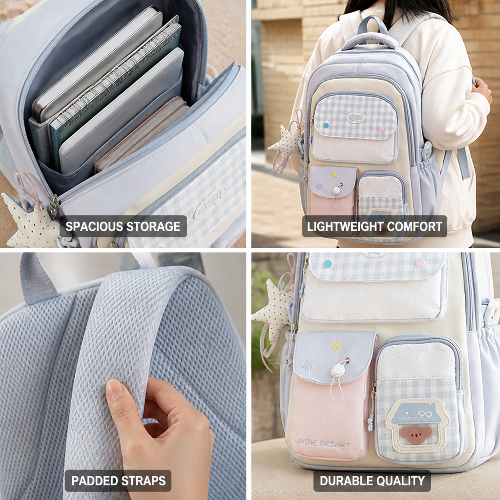 Cute Character Padded Straps School Backpack