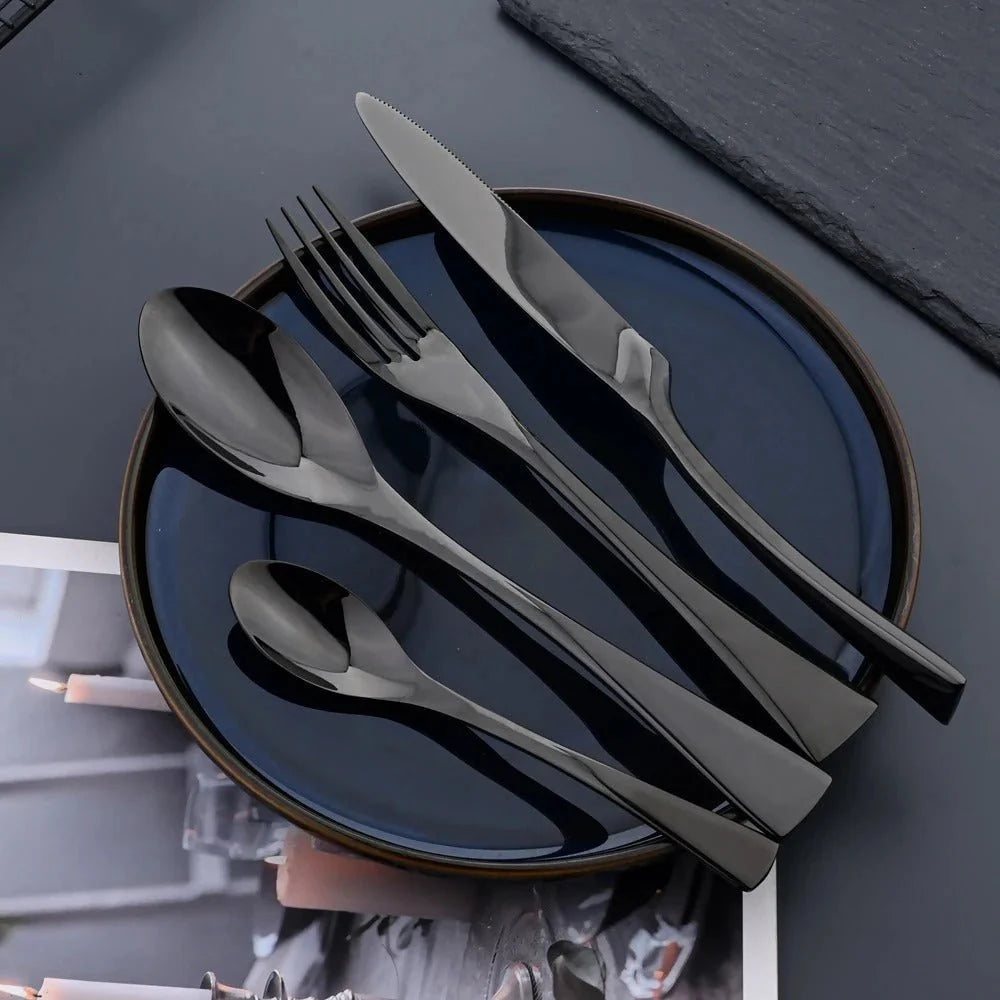 Cutlery Set Black Stainless Steel Modern Design
