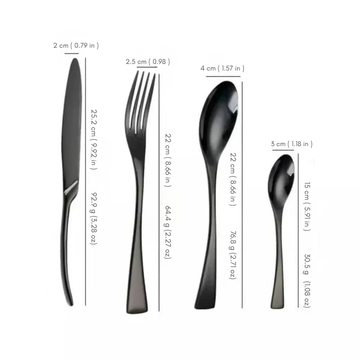 Cutlery Set Black Stainless Steel Modern Design