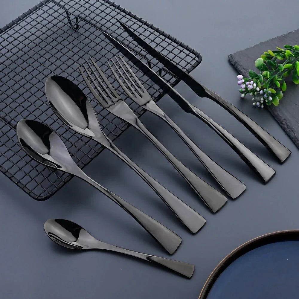 Cutlery Set Black Stainless Steel Modern Design