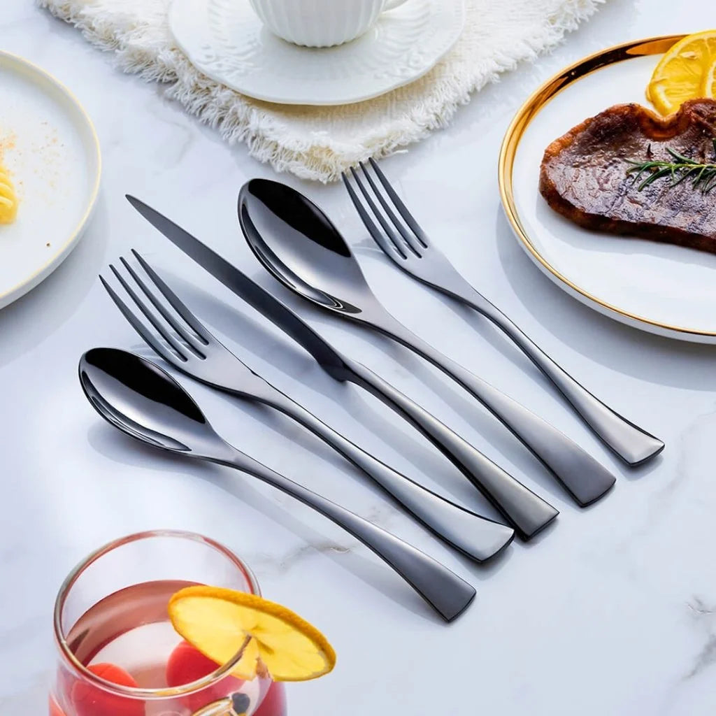 Cutlery Set Stainless Steel Matte Black Rust-Resistant