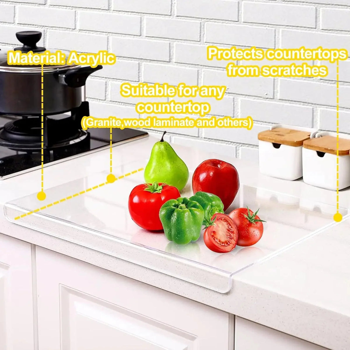 Cutting Board Acrylic Non-Slip Edge & Counter Lip