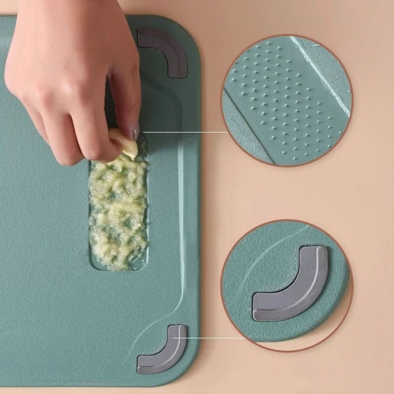 Cutting Board Double-Sided Stainless Steel With Juice Groove & Garlic Grater
