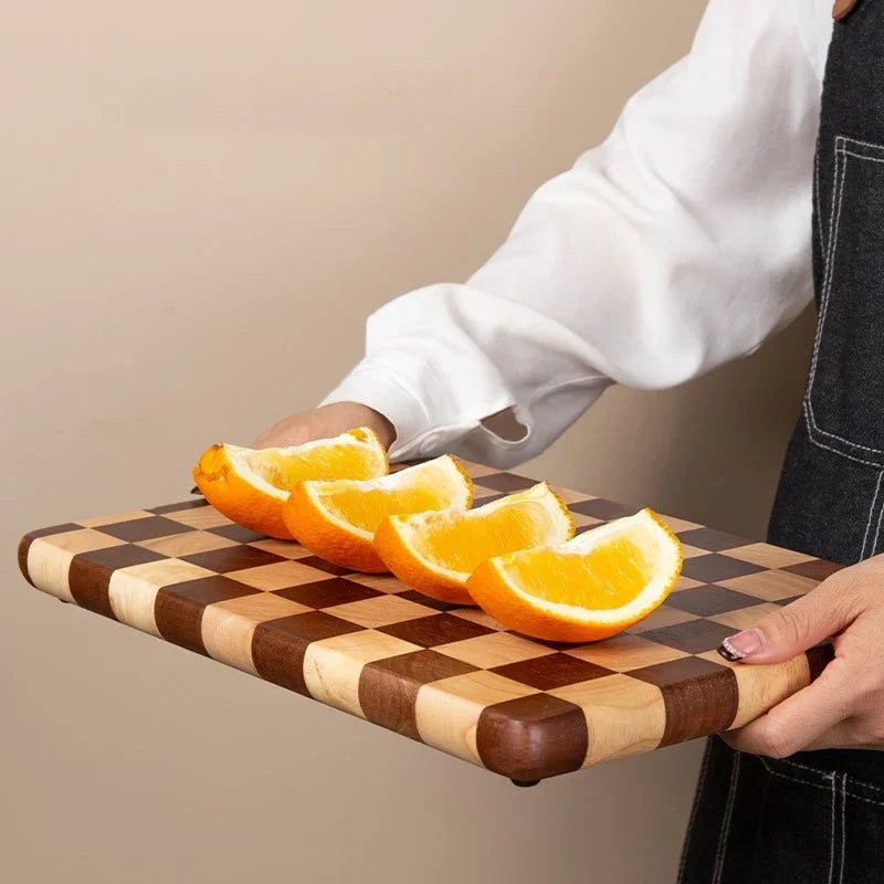 Cutting Board Solid Bamboo Checkerboard Pattern Prep & Serving