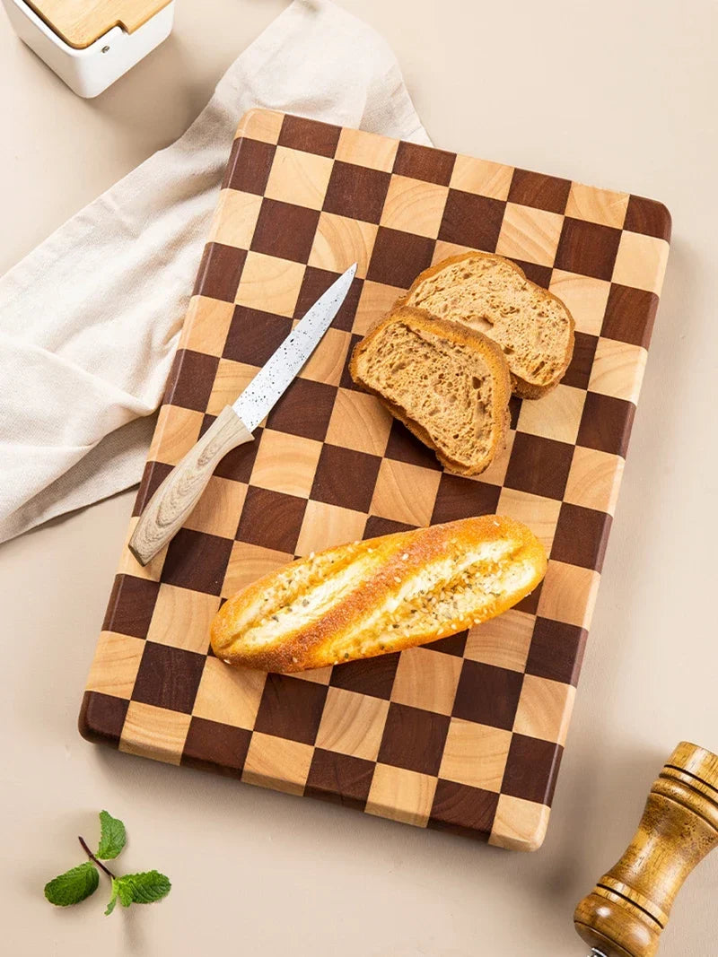 Cutting Board Solid Bamboo Checkerboard Pattern Prep & Serving
