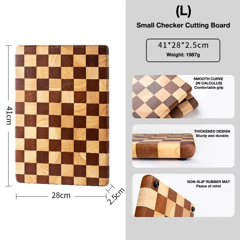 Cutting Board Solid Bamboo Checkerboard Pattern Prep & Serving