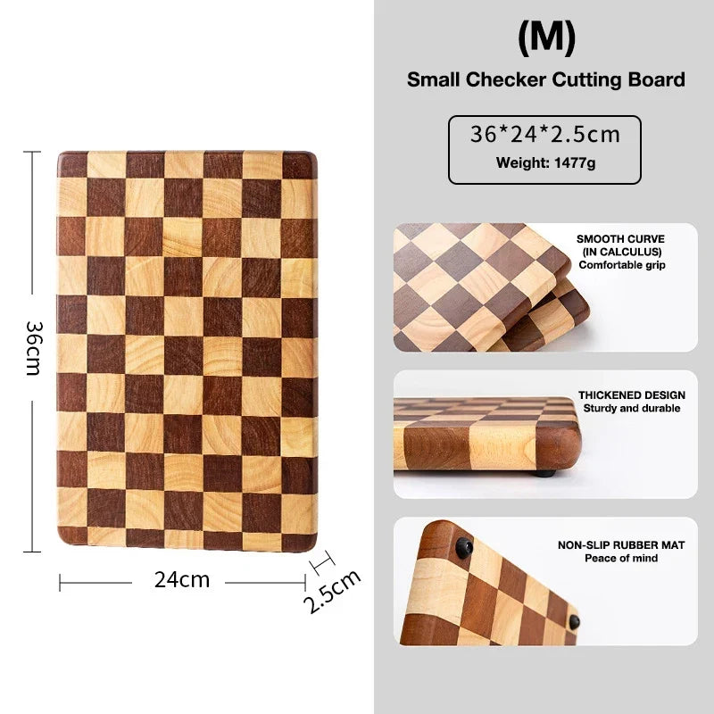 Cutting Board Solid Bamboo Checkerboard Pattern Prep & Serving