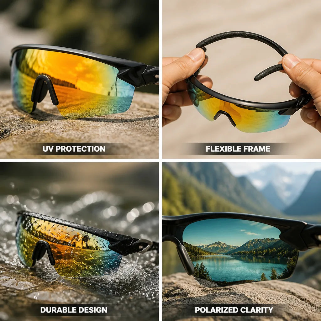 Cycling Sunglasses Polarized UV Protection Flexible Durable Frame