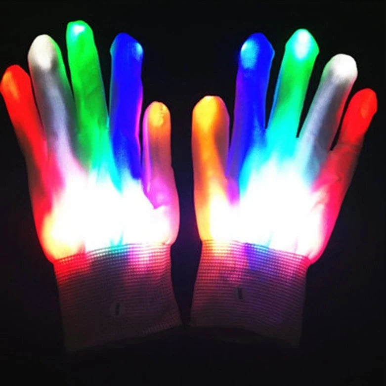 Dance Gloves LED Light-Up Fingertips Flashing & Steady Modes