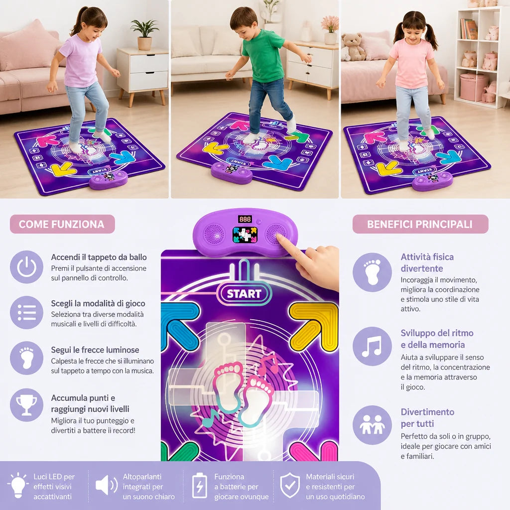 Dance Mat Interactive Musical LED Lights for Kids