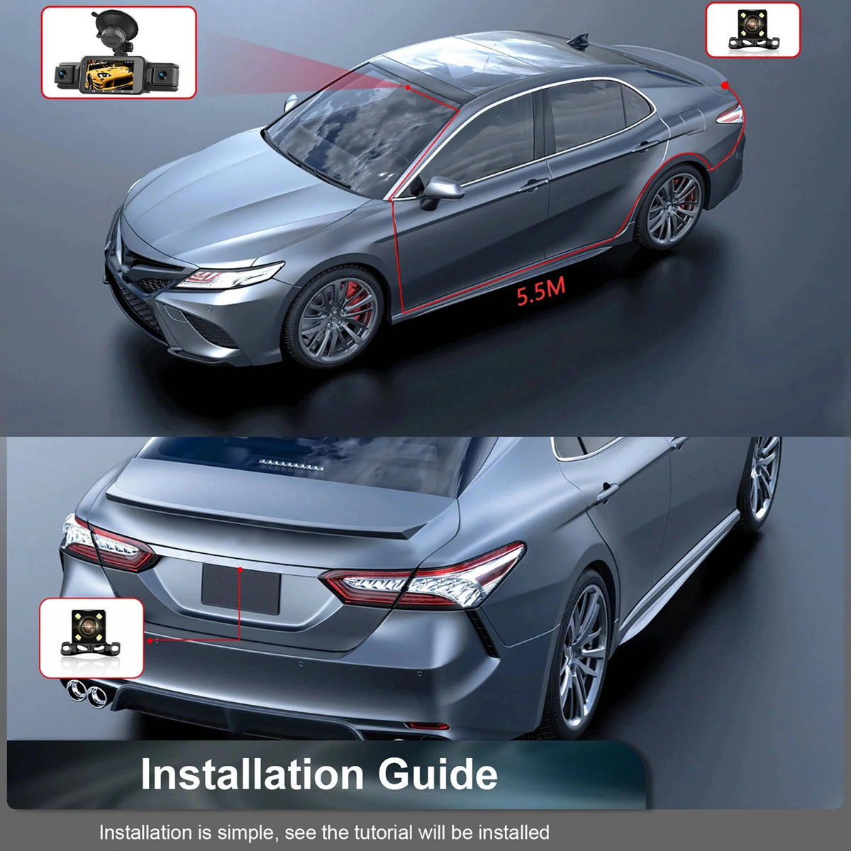 Dash Cam 4-Channel Night Vision WiFi