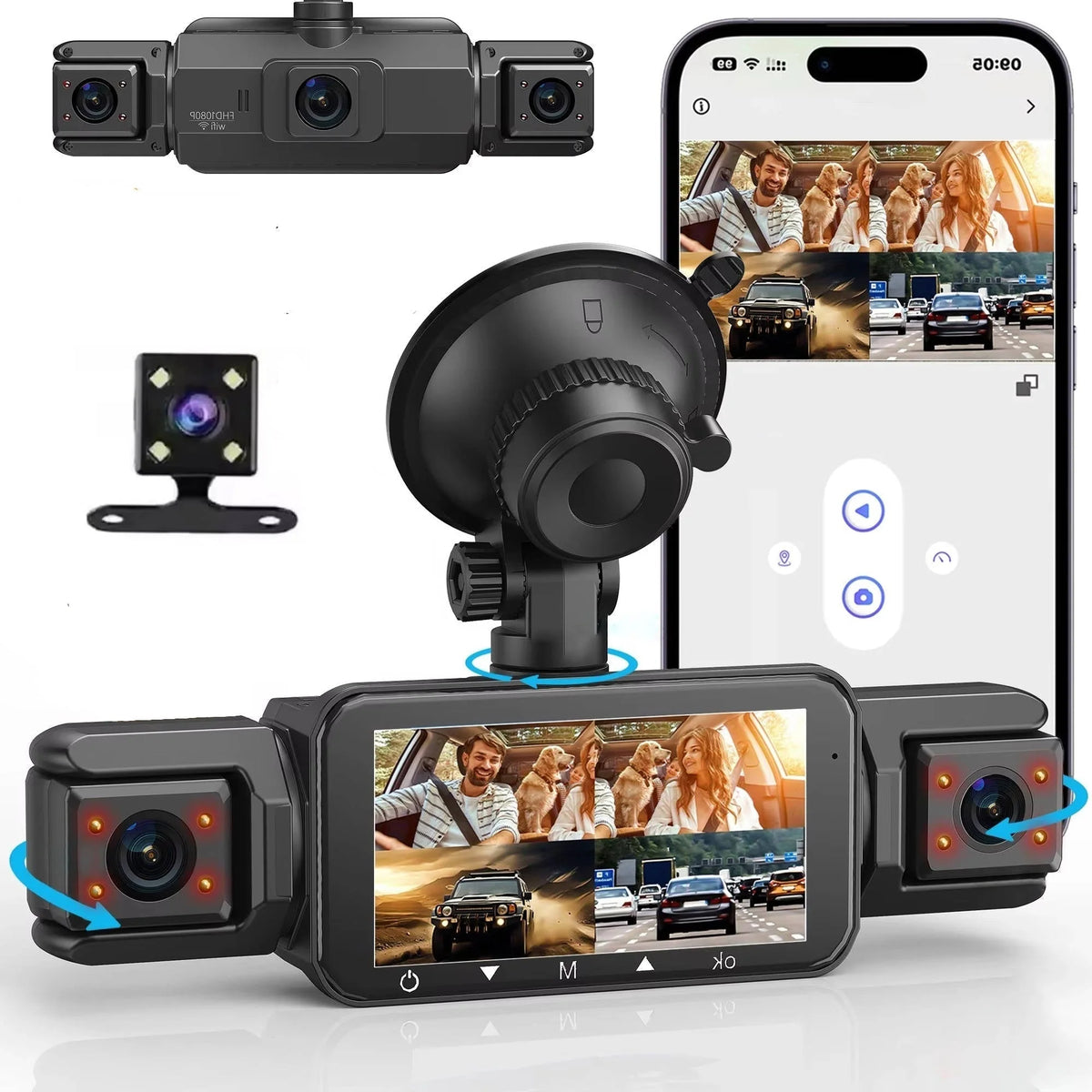 Dash Cam System 4-Camera Wireless Night Vision