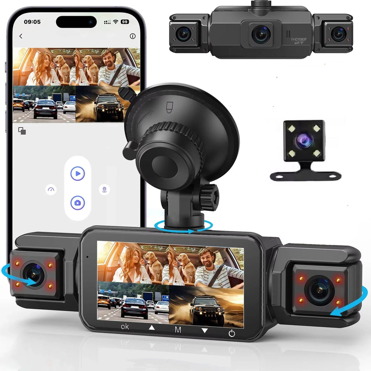 Dash Cam System 4-Camera Wireless Night Vision