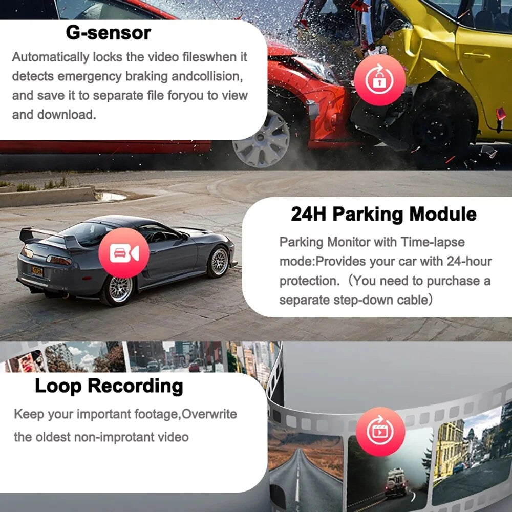 Dash Camera Dual-Lens 4K Parking Monitor