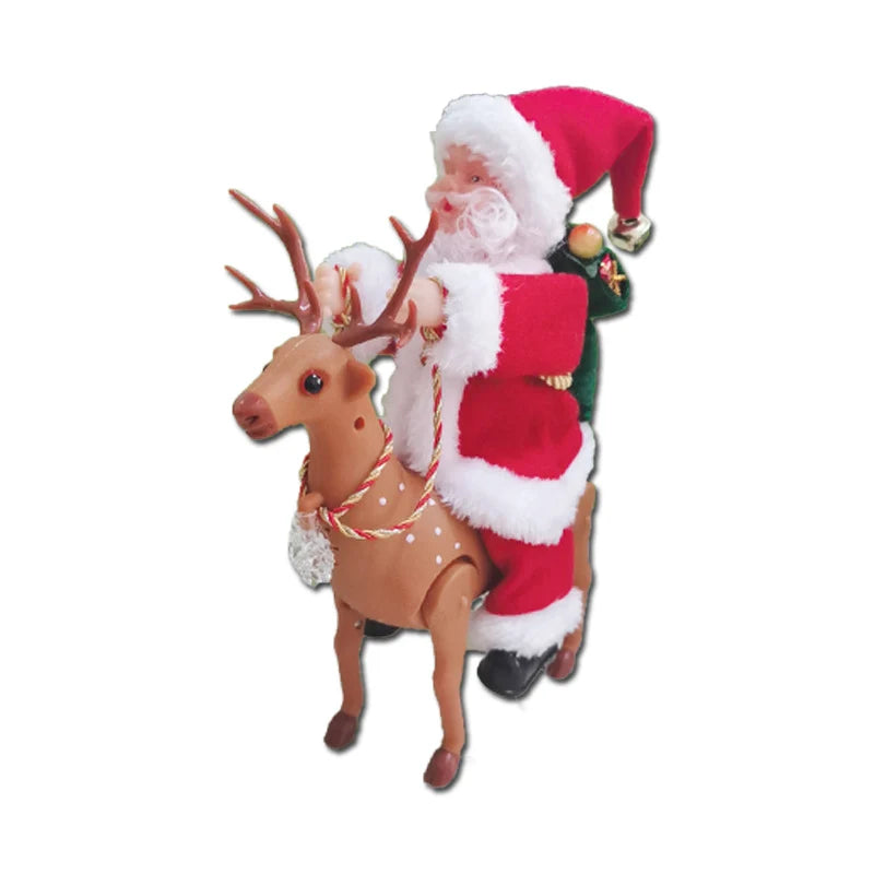 Decorative Christmas Figurine Santa Riding Reindeer Ready To Display