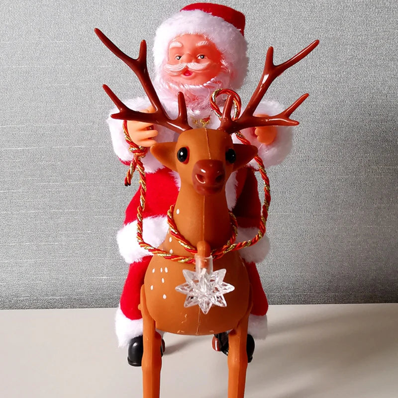 Decorative Christmas Figurine Santa Riding Reindeer Ready To Display