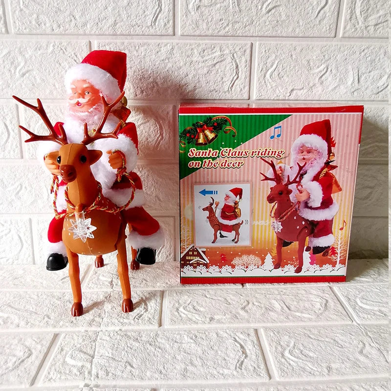 Decorative Christmas Figurine Santa Riding Reindeer Ready To Display
