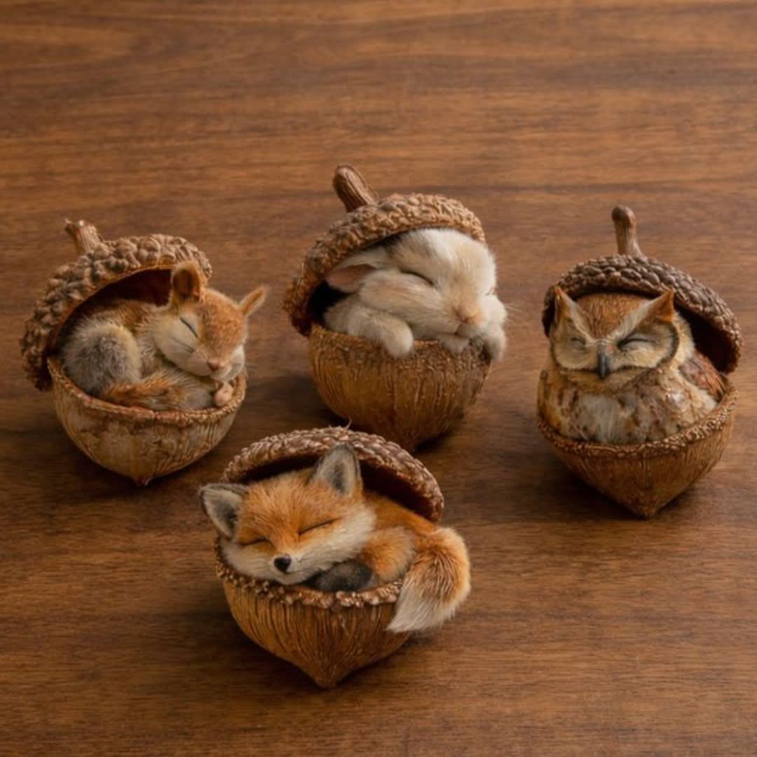 Decorative Figurine Sleeping Woodland Animal Indoor & Outdoor Decor