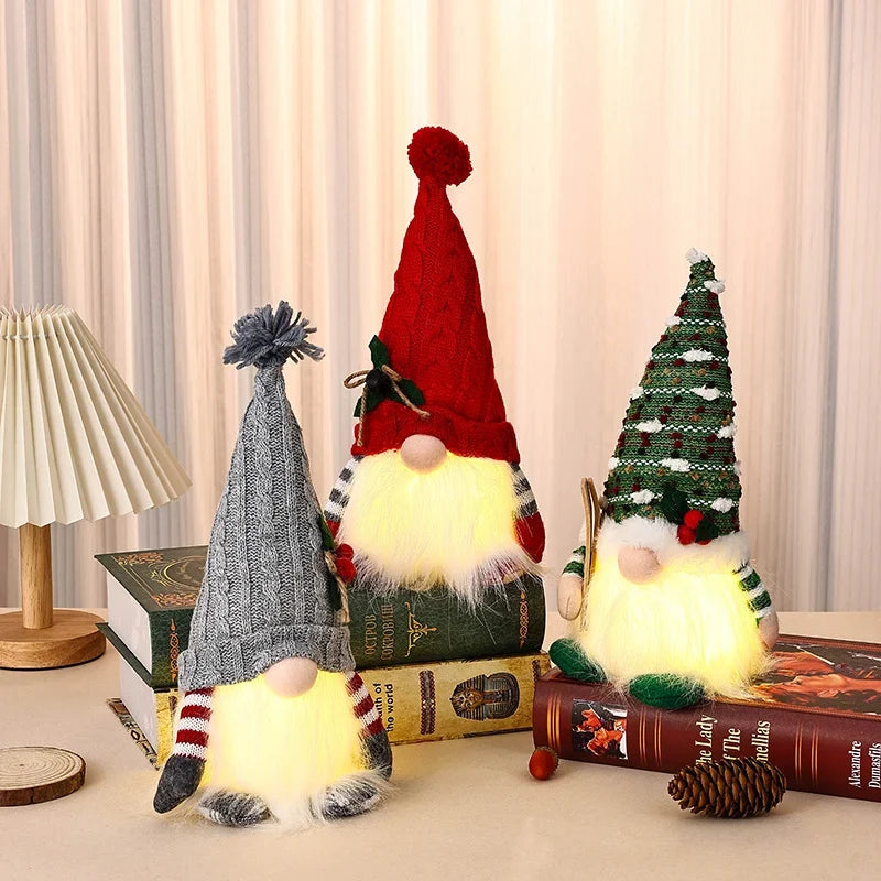 Decorative Gnome Lamp Knitted Hat Warm White LED Plug-In