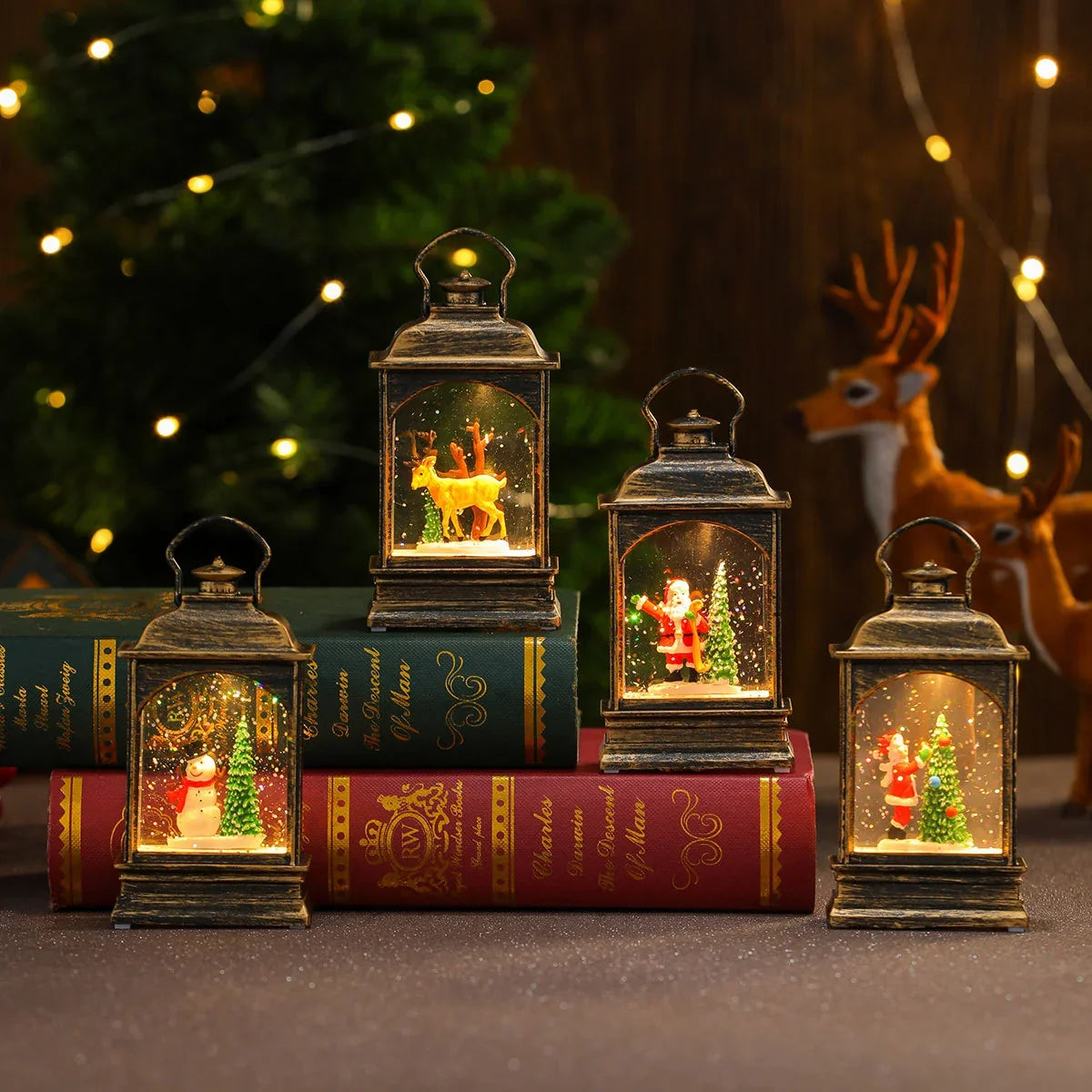 Decorative LED Lantern Snowman & Tree Energy-Efficient LEDs