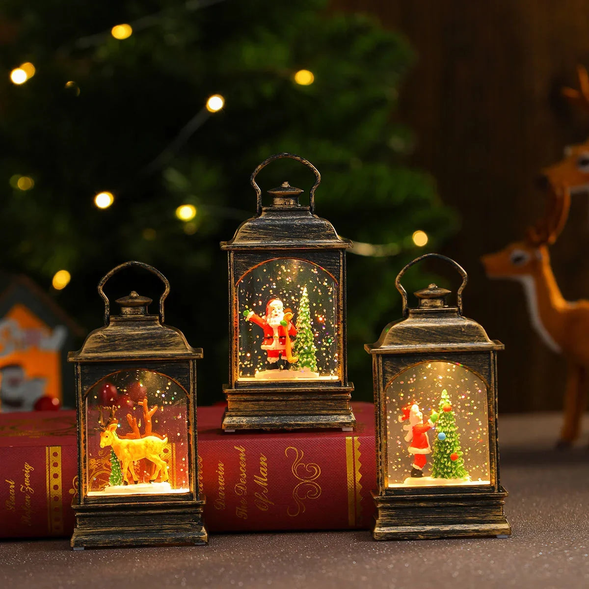 Decorative LED Lantern Snowman & Tree Energy-Efficient LEDs